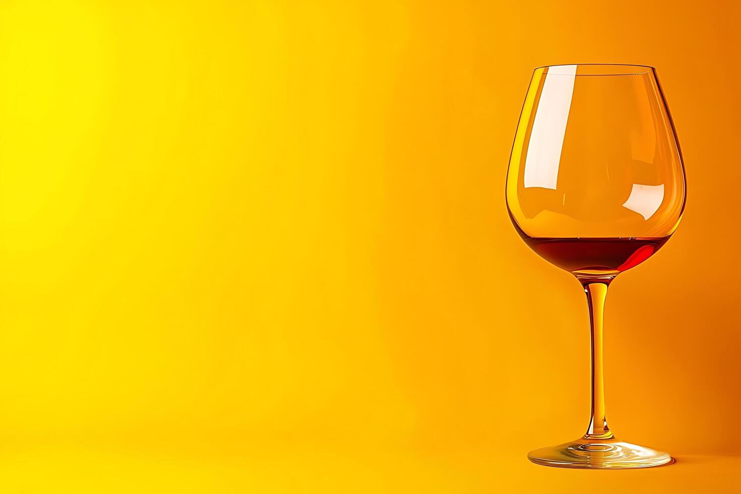 A Glass of Red Wine Against a Vibrant Yellow Background Perfect for Restaurant Menus or Wine-Related Designs. photo