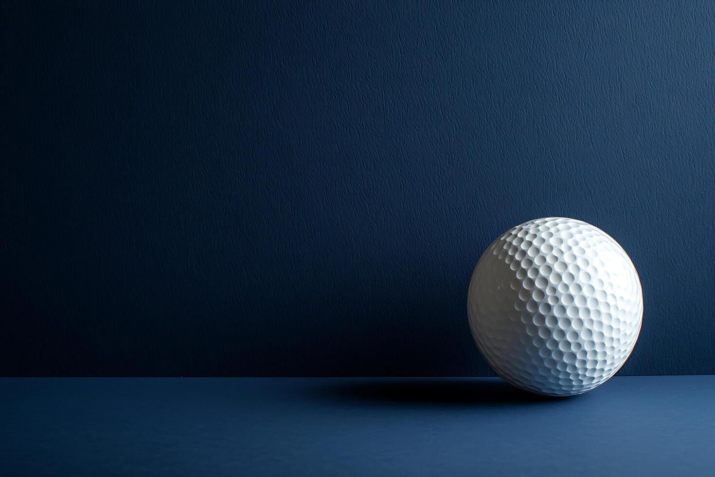 Close-up of a Single Golf Ball Against a Deep Blue Background. A striking image perfect for sports-related projects and design. photo