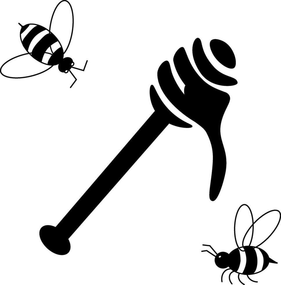 Honey dipper icon design. honey spoon . isolated on white background. illustration vector