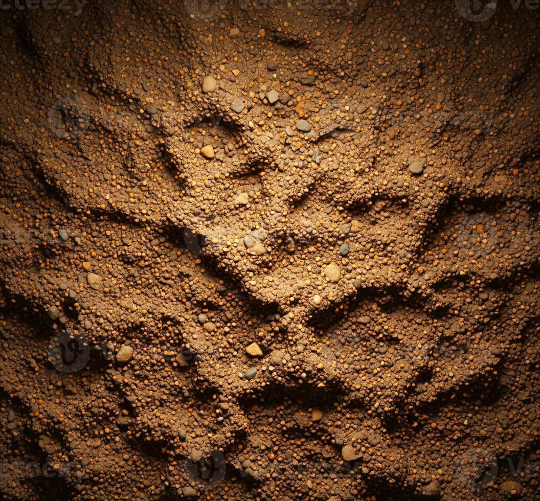 Close-Up of Rough Earth Texture with Pebbles and Granules photo