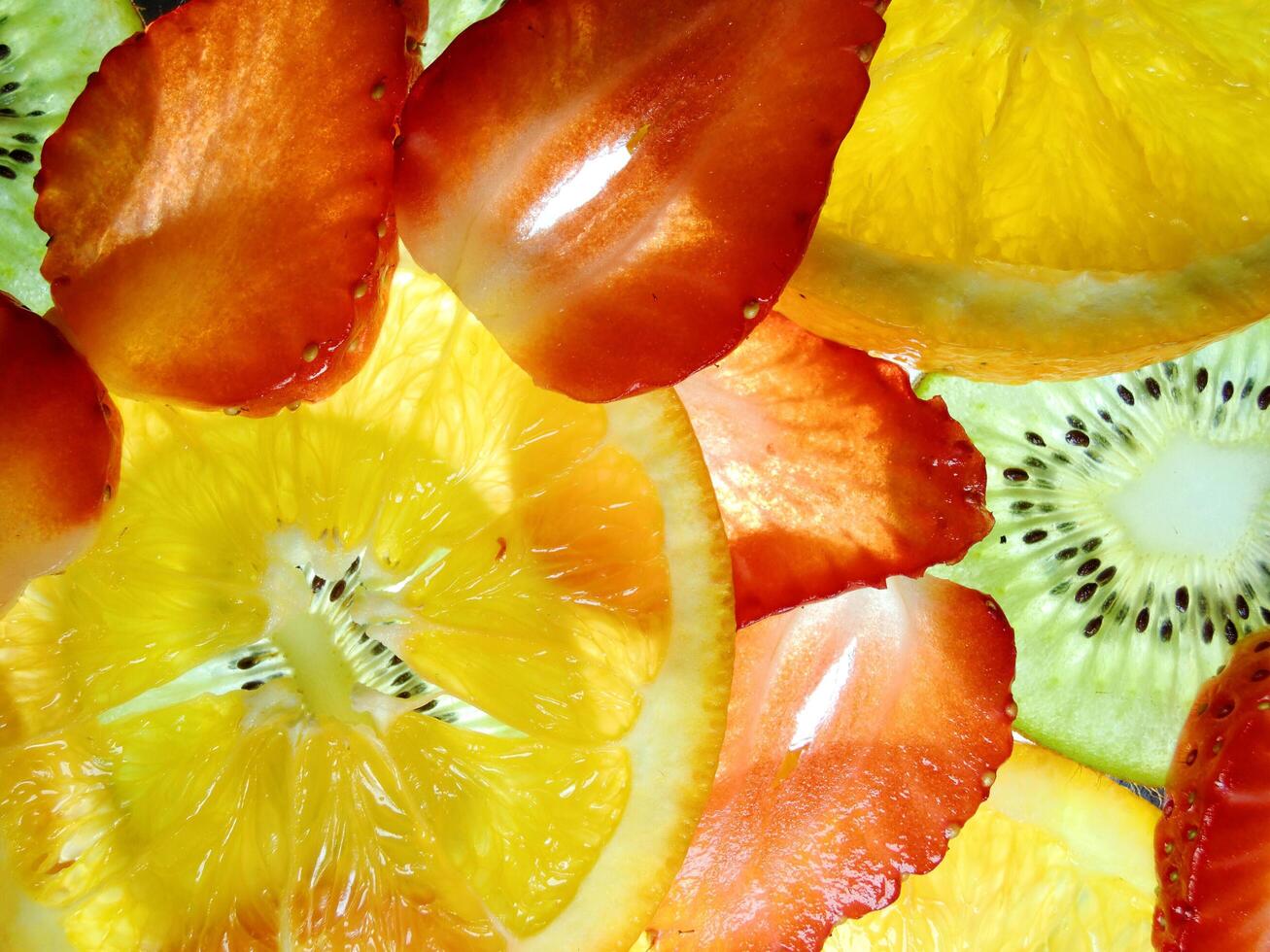 A close up of sliced fruit photo