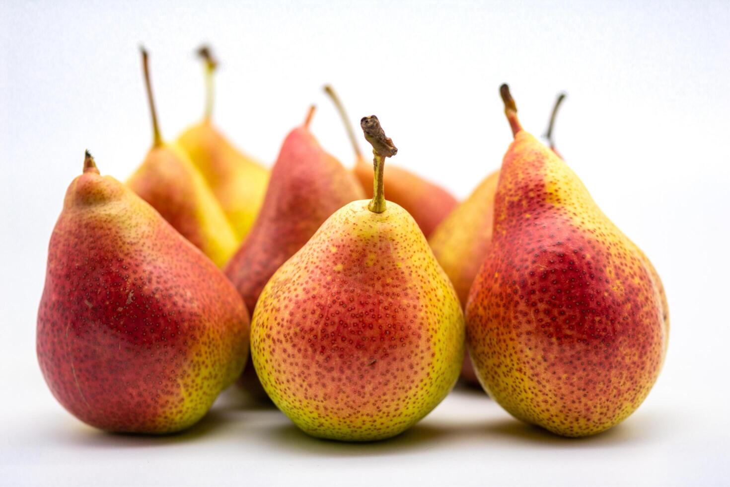 A group of pears on a white background photo