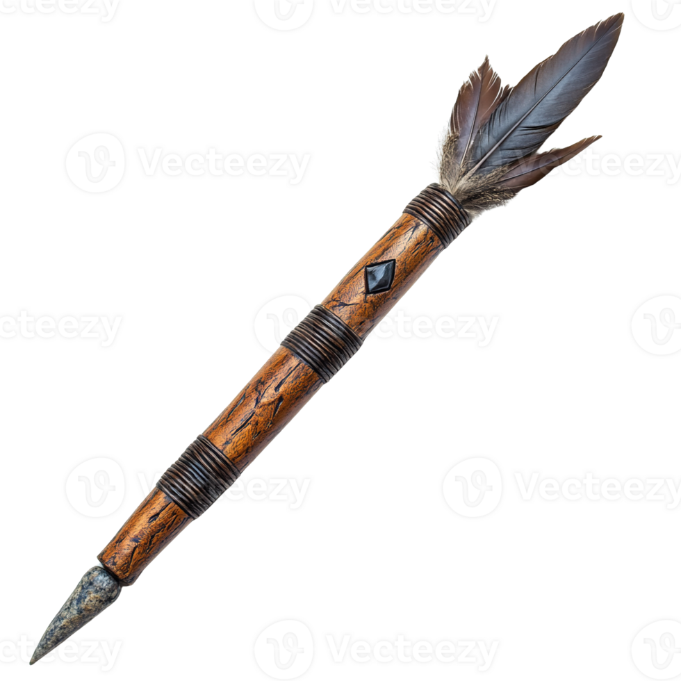 Decorative Native American Hunting Spear Isolated on Transparent Background png