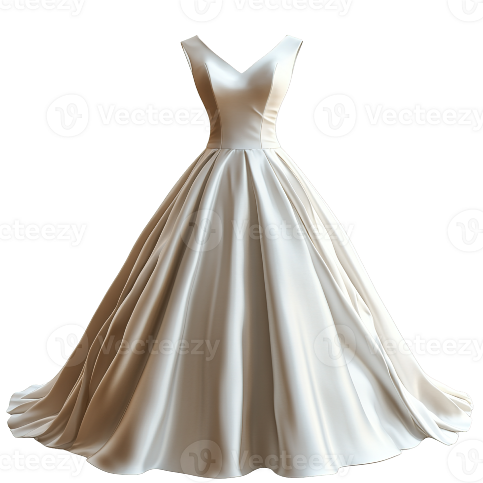 Chic Minimal Bridal Gown with a Fitted Bodice and Elegant Draped Skirt Isolated on Transparent Background png