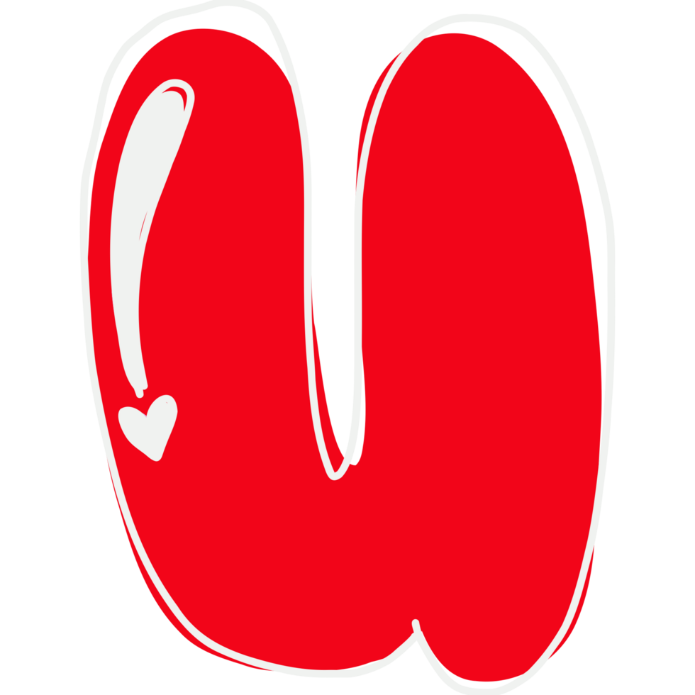 a red letter u with a heart on it png