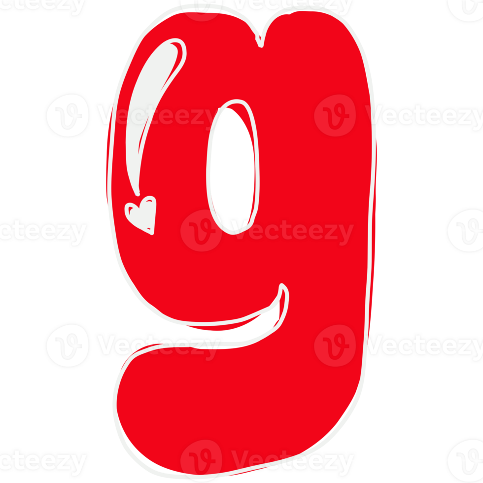 the letter g is made of red paint and has a heart on it png