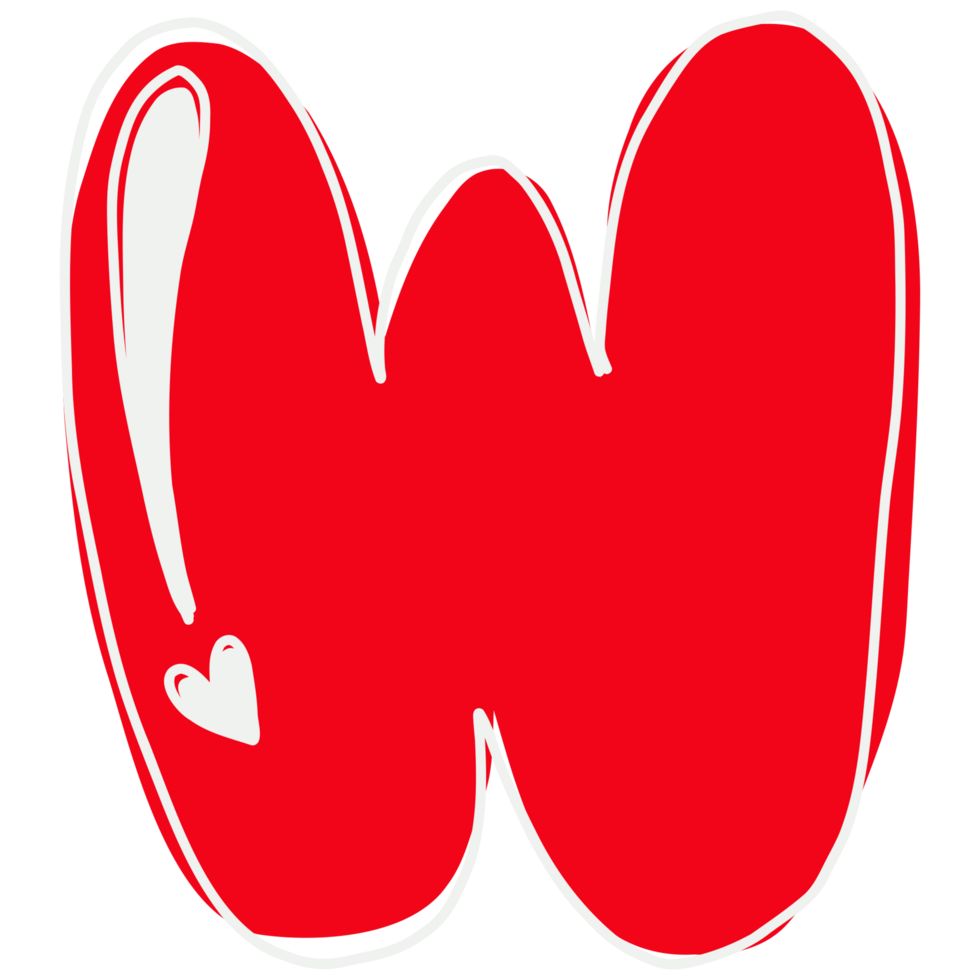 a red letter w with a heart on it png