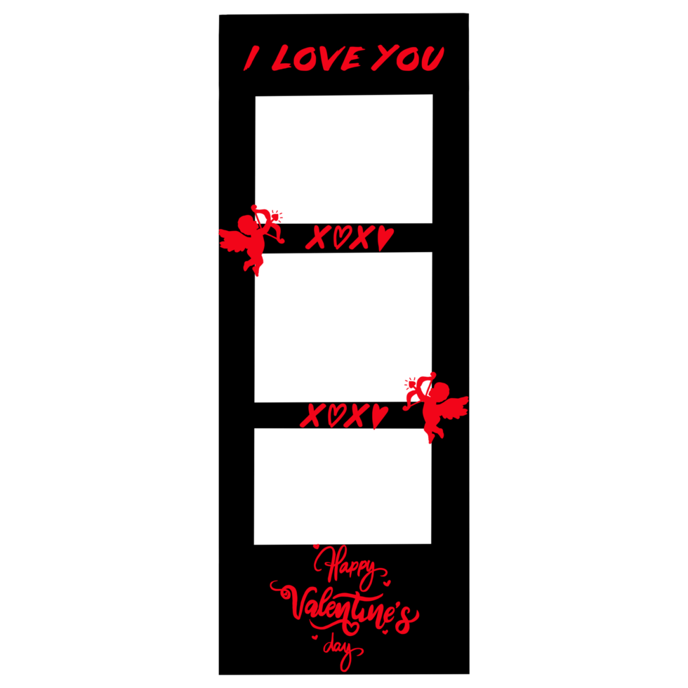 valentine's day photo frame with red hearts png