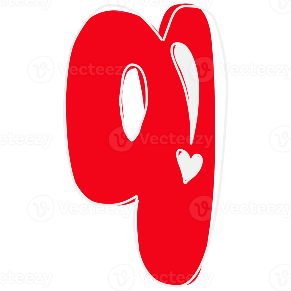 the letter q is made of red and white png