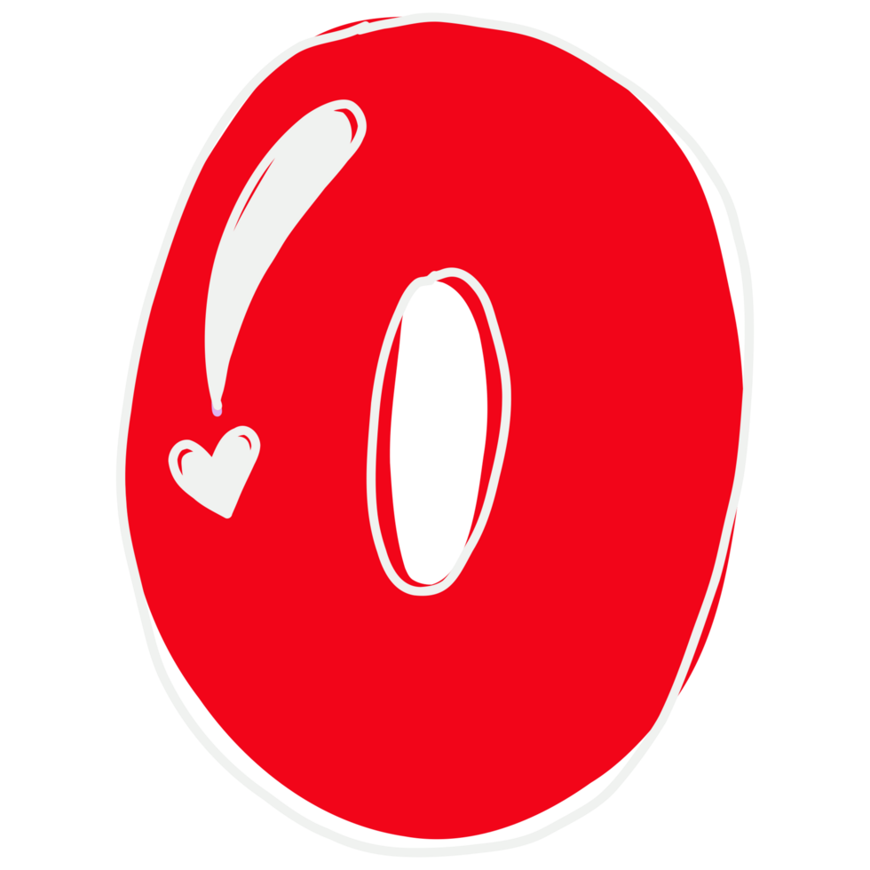 a red letter o with a heart on it png