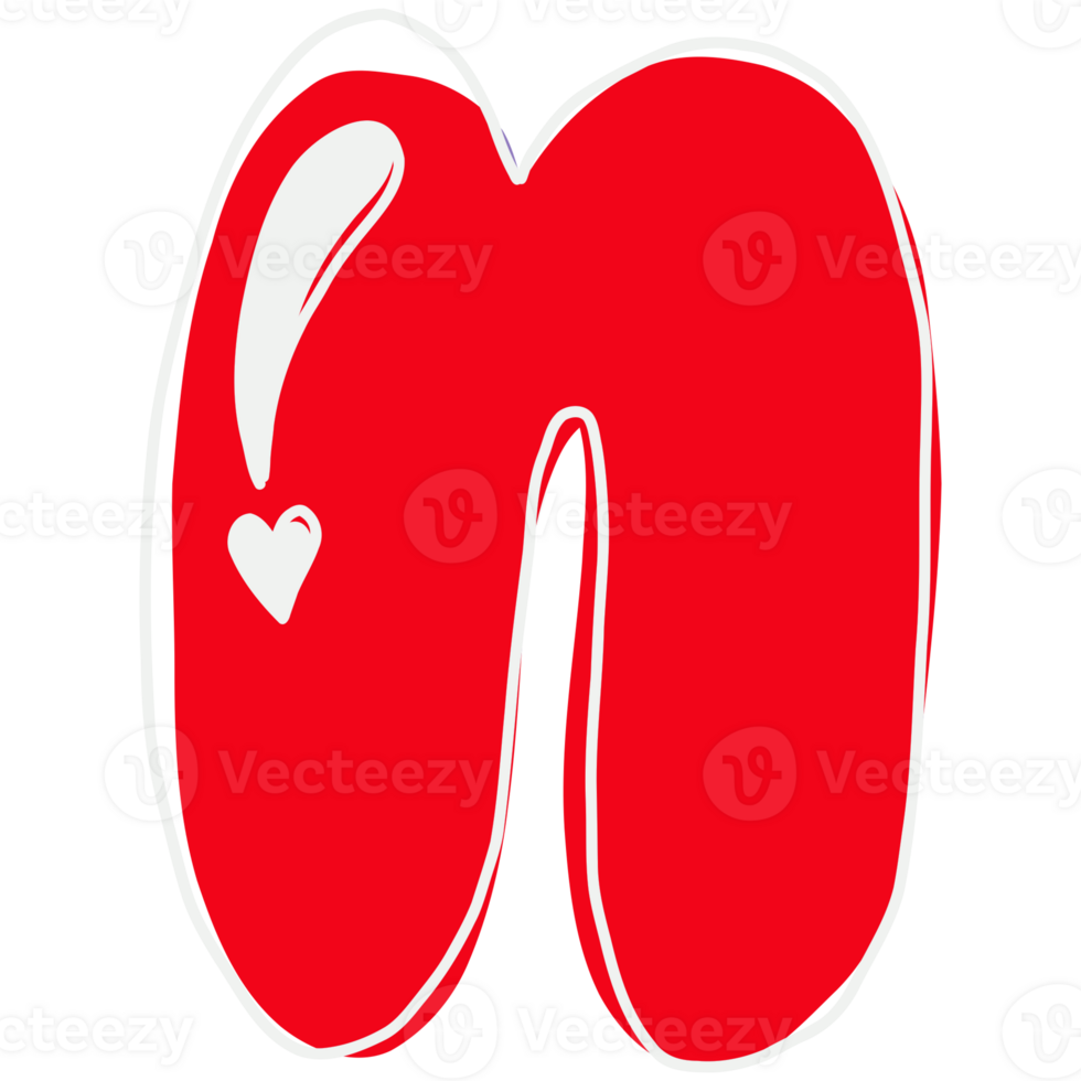 a red letter n with a heart on it png