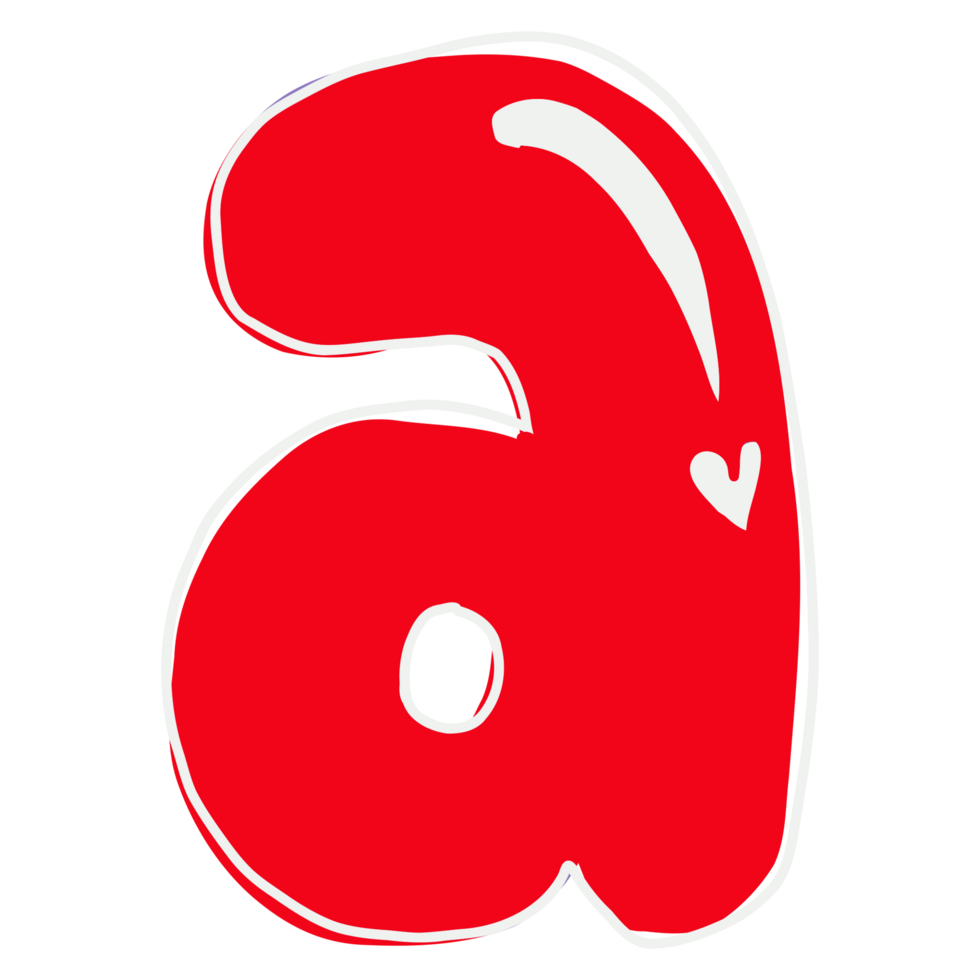 letter a red with a heart shape png