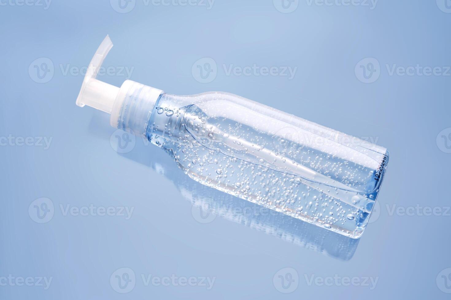 Tube of micellar gel ion a blue background. photo