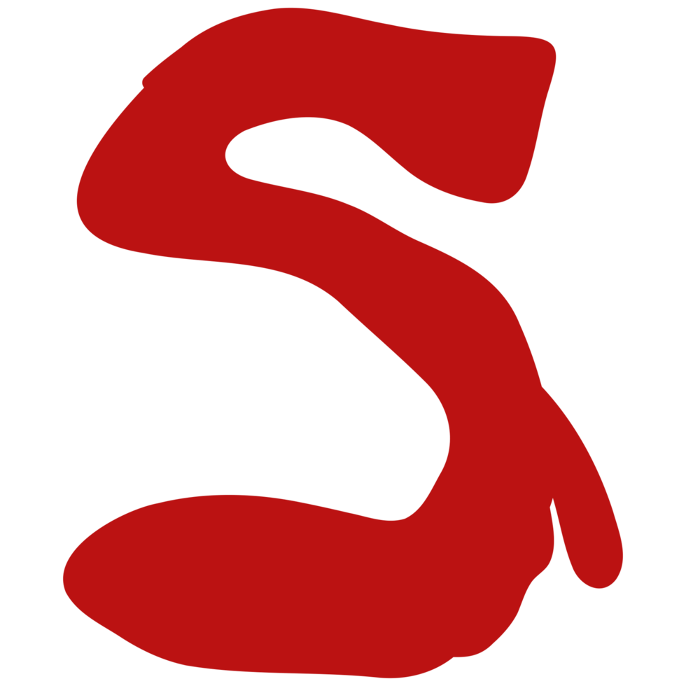 a red letter s with a black outline png