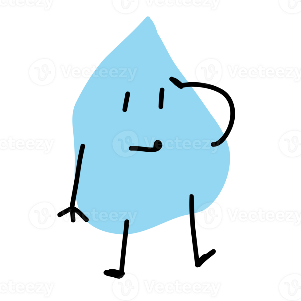 sticker of a water drop with a face and a hand png