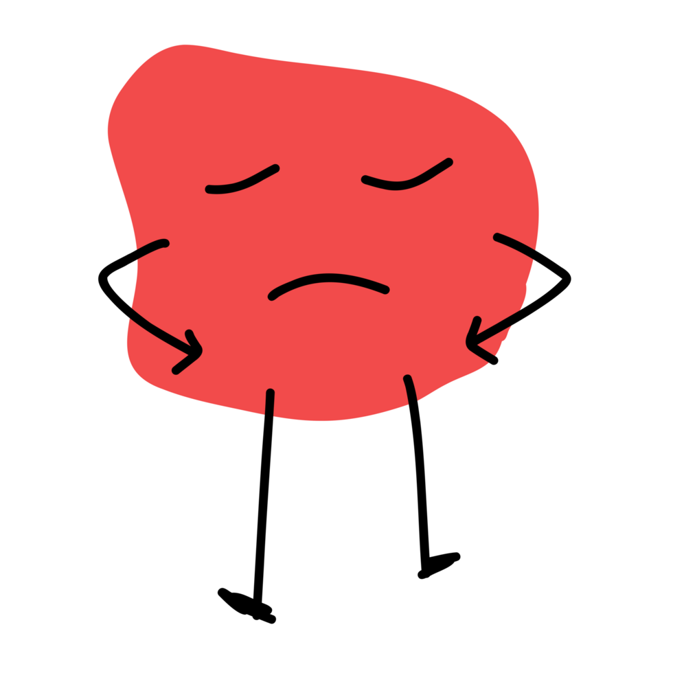 sticker of a sad red object with eyes closed png