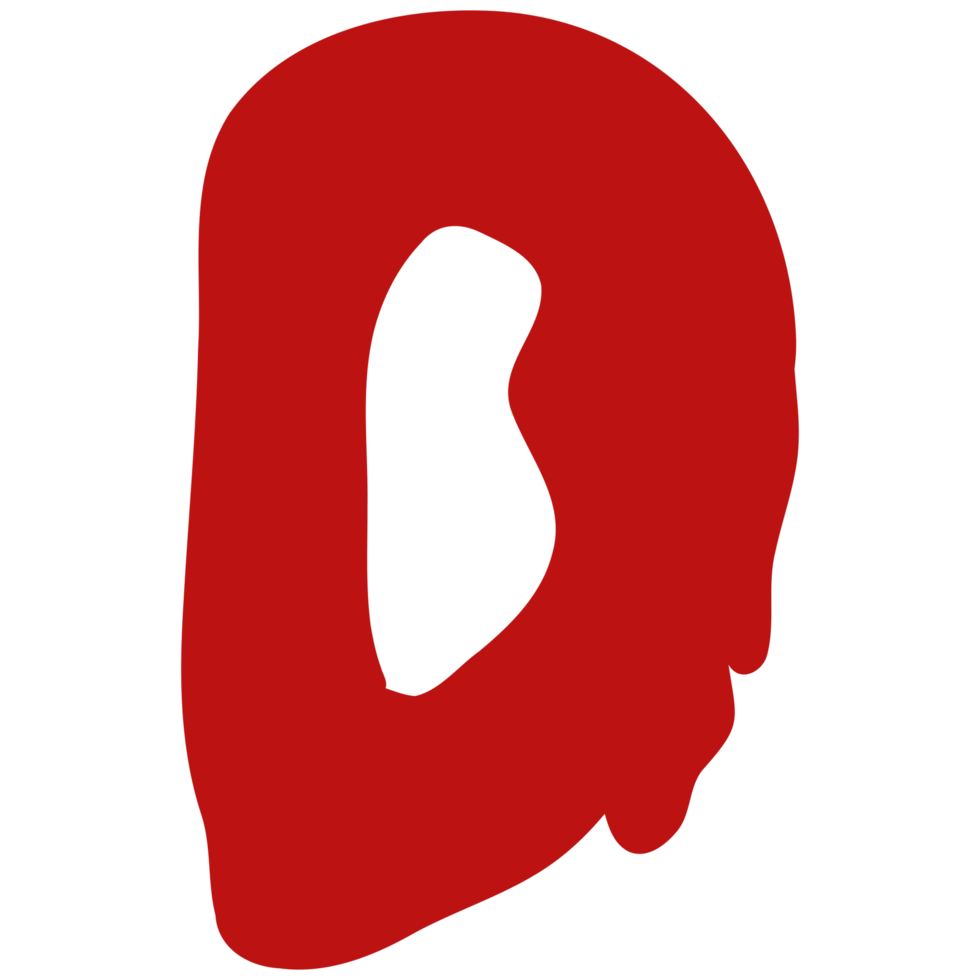 a red letter d with a white outline png