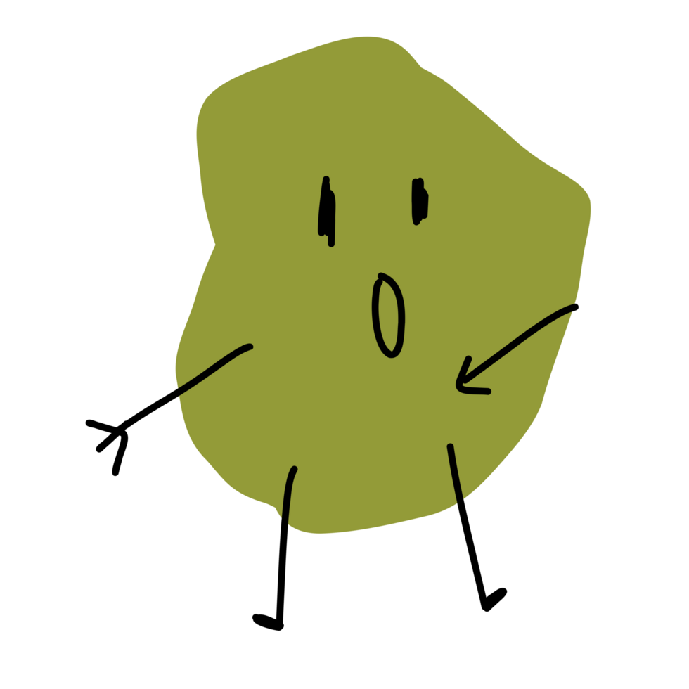 a sticker of a green leaf with a face png