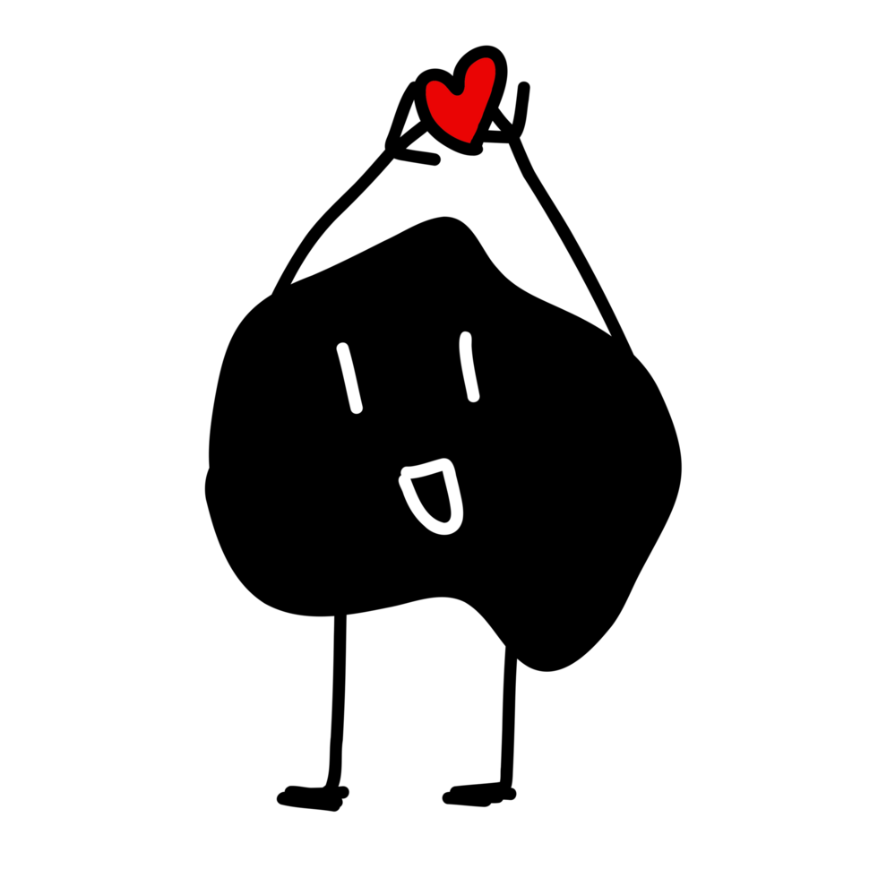 sticker of a black heart with a red heart png