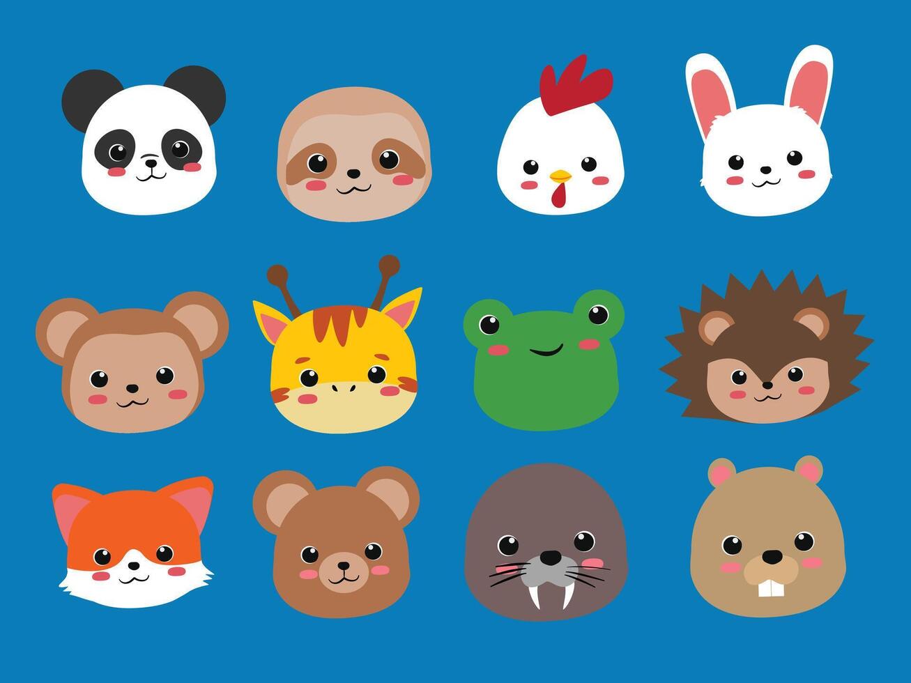 Colorful animal faces collage vector