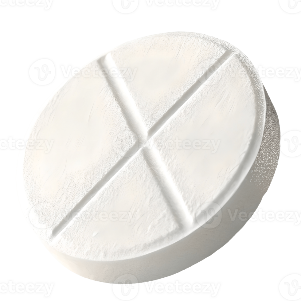White Pill with Score Lines on a Medication, Healthcare, Pharmaceutical, and Treatment Concept Transparent Background png