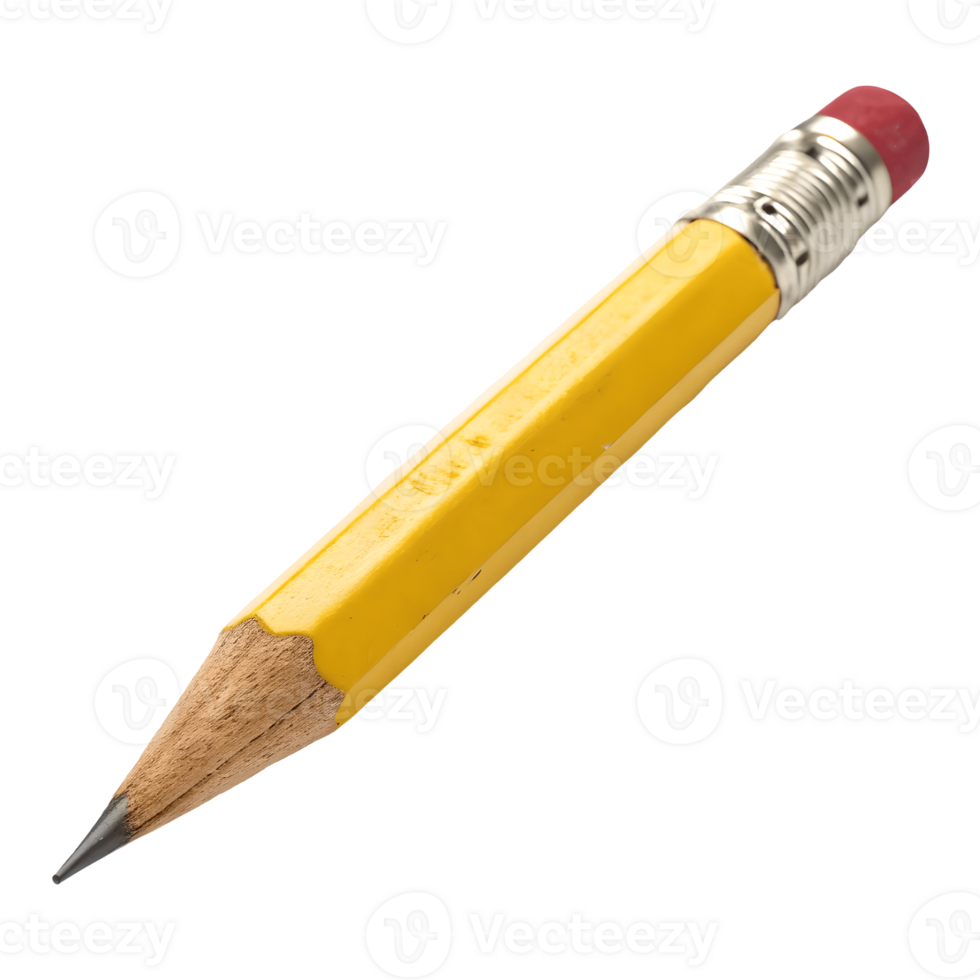 Close up of a Yellow Pencil with Eraser , Precision Tool for Writing and Drawing, Education and Creativity Concept Transparent Background png