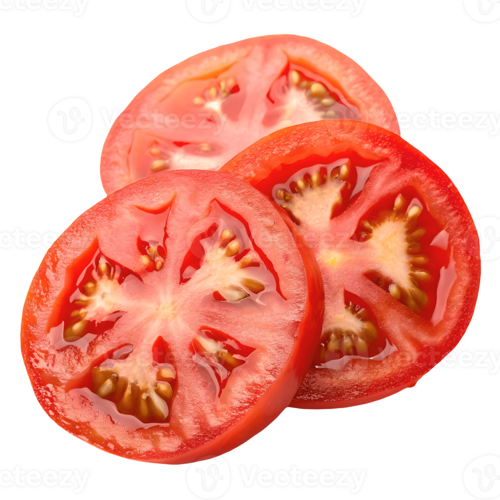 Fresh Tomato Slices Stacked, Close Up, Vibrant Red, Healthy Eating, Isolated for Culinary and Food Photography Transparent Background png