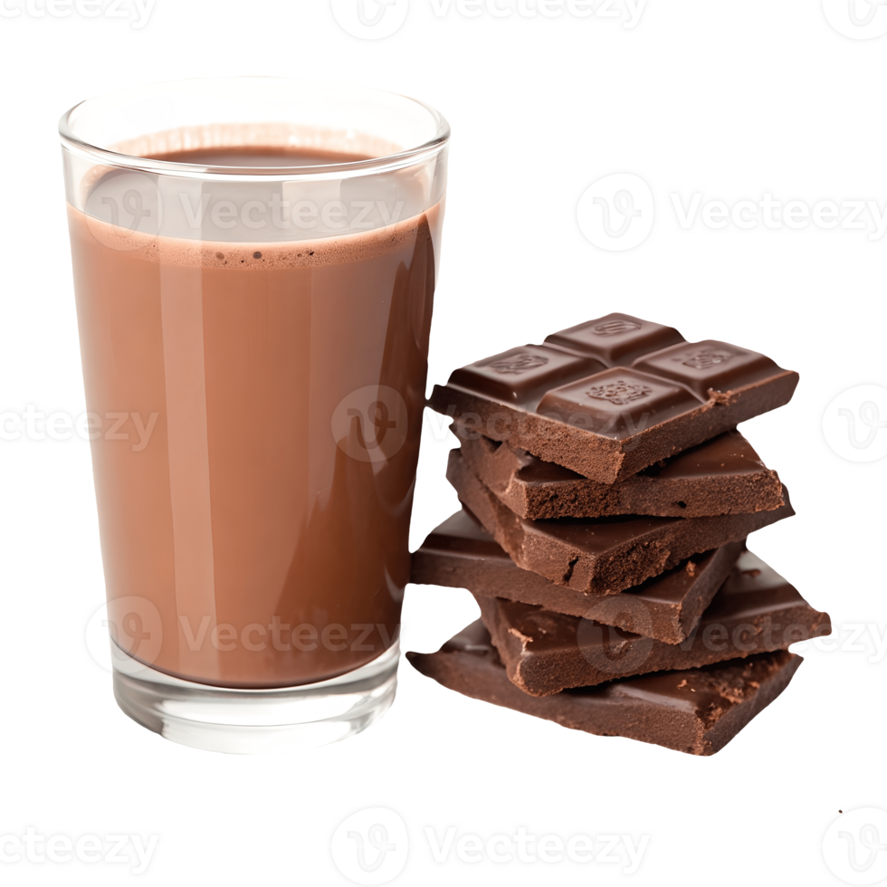 Rich Chocolate Drink and Dark Chocolate Squares Indulgent Dessert Still Life, Sweet Treat, Transparent Background png