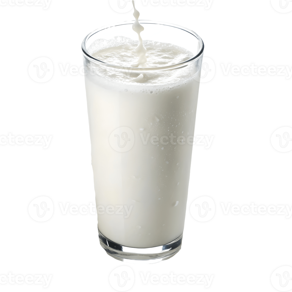 Refreshing Glass of Milk Being Poured, Cold Dairy Drink, White Liquid, Beverage Photography, Isolated Transparent Background png