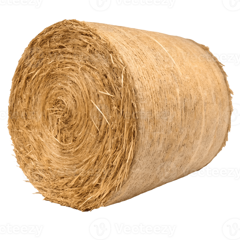 Round Hay Bale Isolated, Golden Straw Roll, Agricultural Harvest, Farm, Rural Scene, Sunlight, Dried Grass, Cattle Feed, Rustic Texture, Crop Farming Transparent Background png