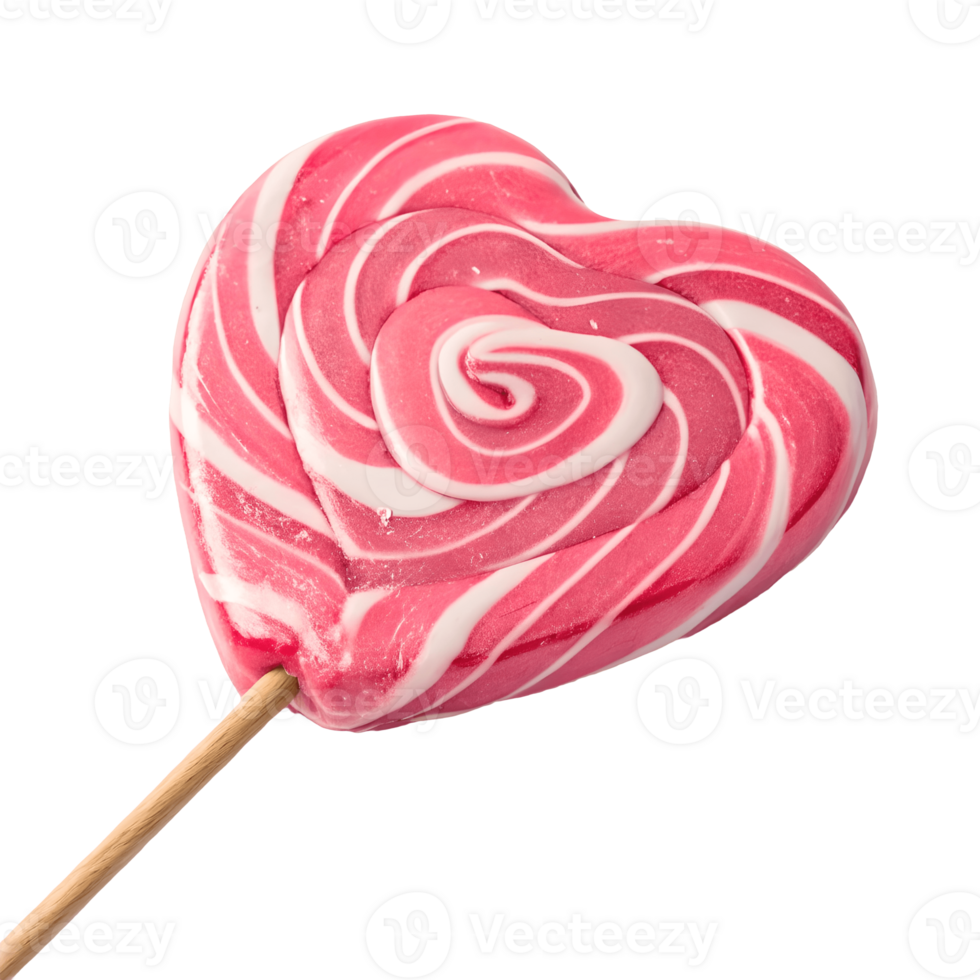 Heart Shaped Lollipop Delight Pink Swirls, Sweet Treat, Candy Stick, Valentines Day, Isolated, Delicious, Festive Transparent Background png