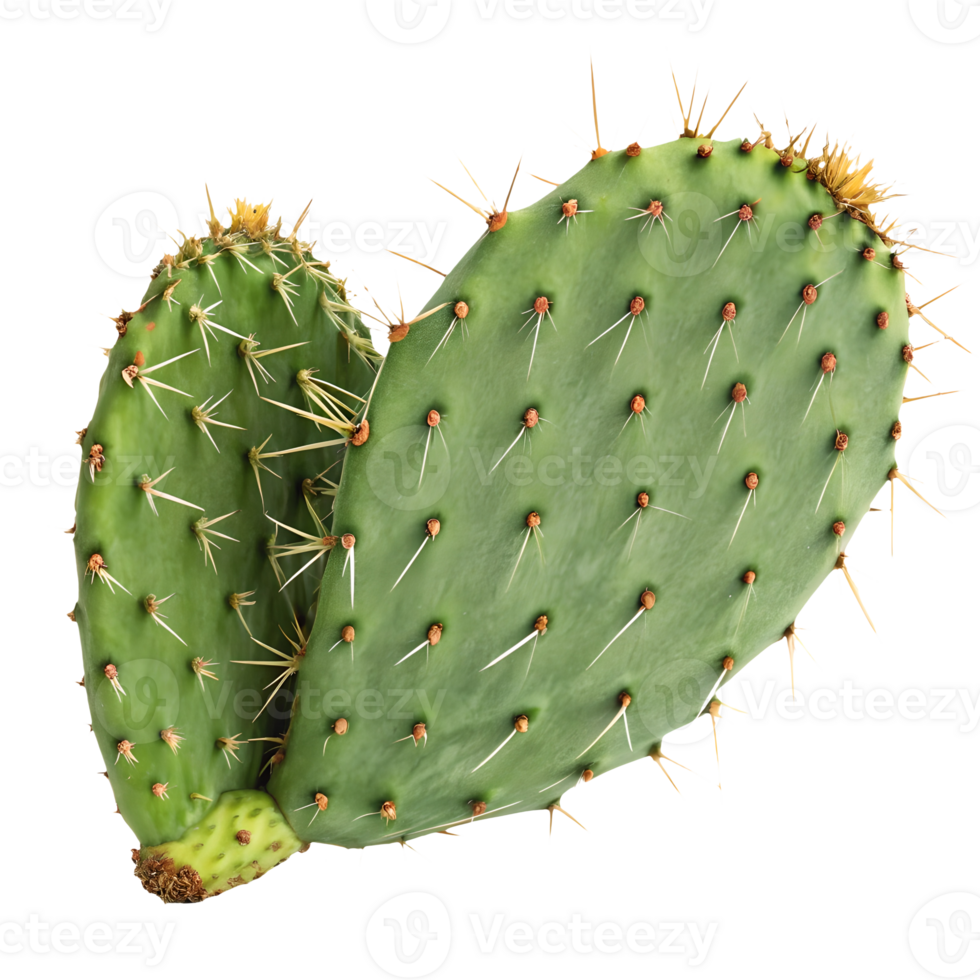 Prickly Pear Cactus Pads Green Succulent Plant with Sharp Spines , Botanical Still Life Transparent Background png