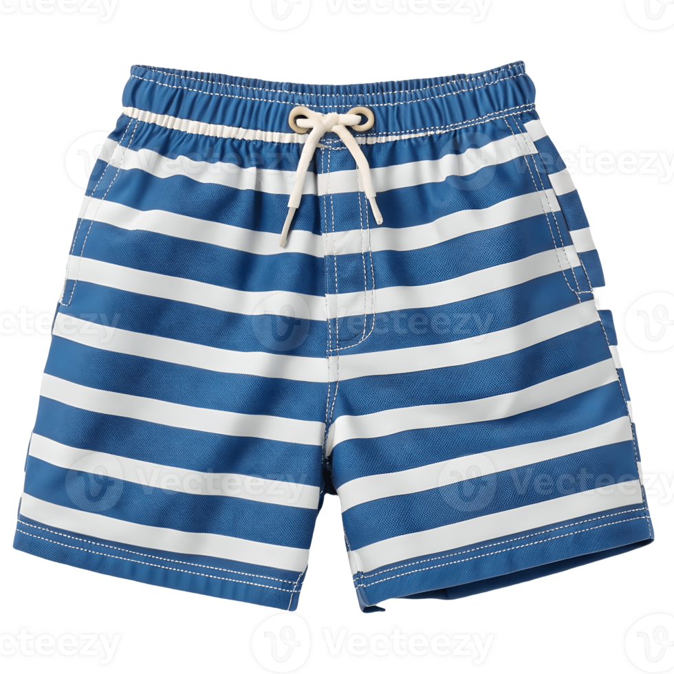 Striped Swim Trunks, Blue and White Summer Shorts, Beach Ready Clothing, Comfortable Boys Apparel, Vacation Essentials Transparent Background png