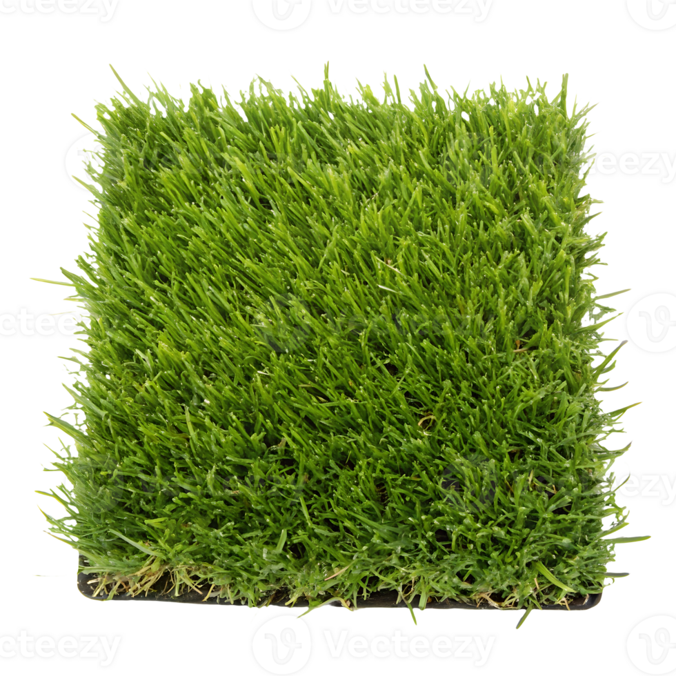 Lush Artificial Turf Square Vibrant Green Grass Patch for Landscaping and Outdoor Decor on Transparent Background png