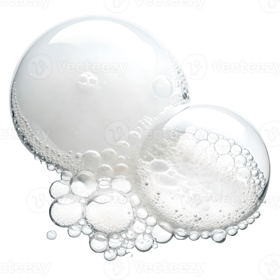 Bubbly White Foam Abstract Close up of Cleansing Soap Bubbles, Reflective Texture, Hygiene, Cosmetic Ingredient, and Scientific Exploration Transparent Background png