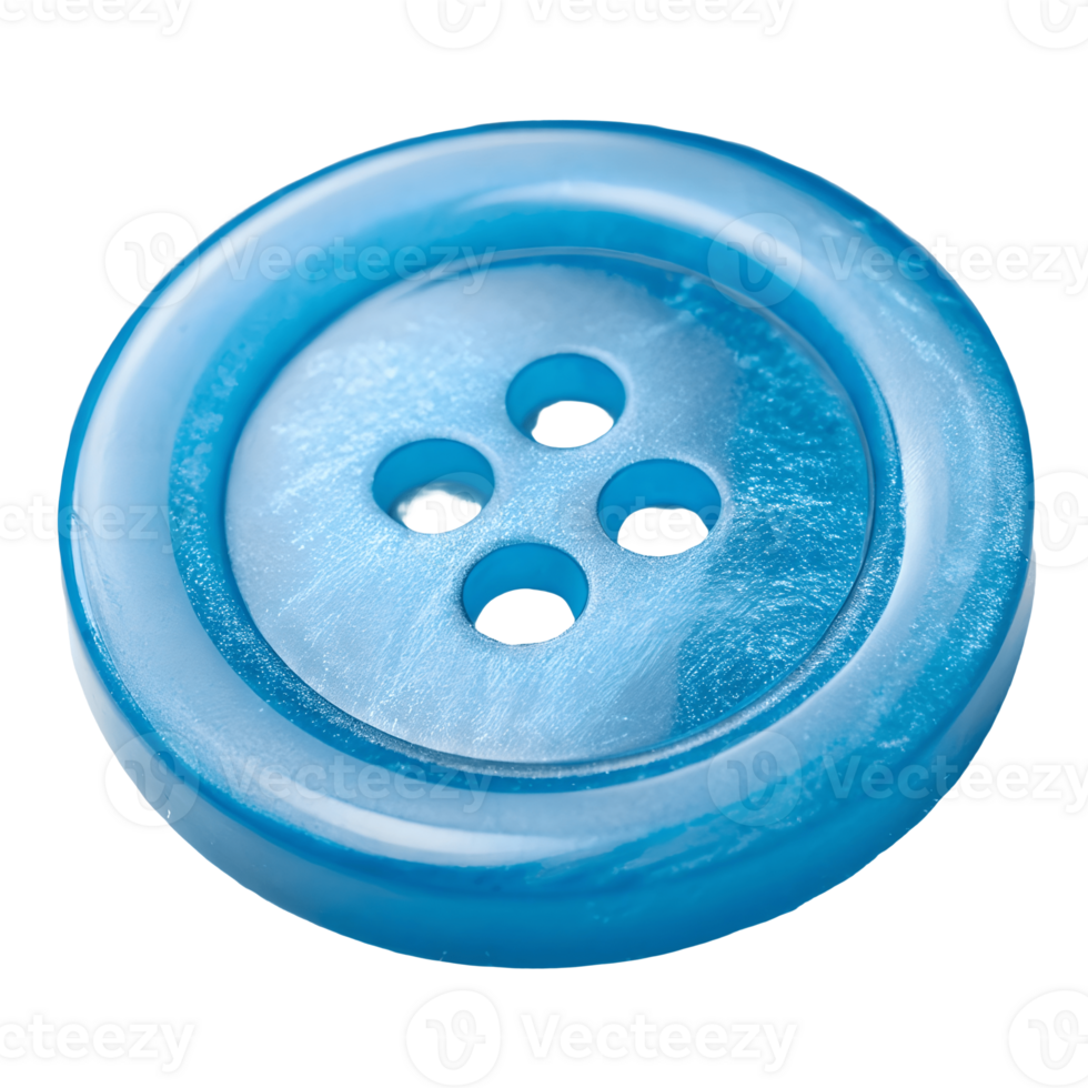 Close up of a Vibrant Blue Four Hole Sewing Button on, Apparel, Fashion, Crafting, and Macro Photography Transparent Background png