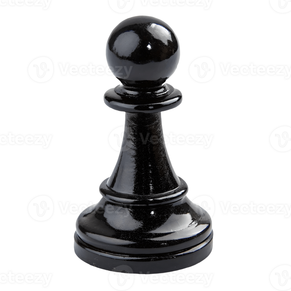 Glossy Black Pawn Chess Piece , Strategic Game, Single Object, Classic Strategy, Game Piece Transparent Background png