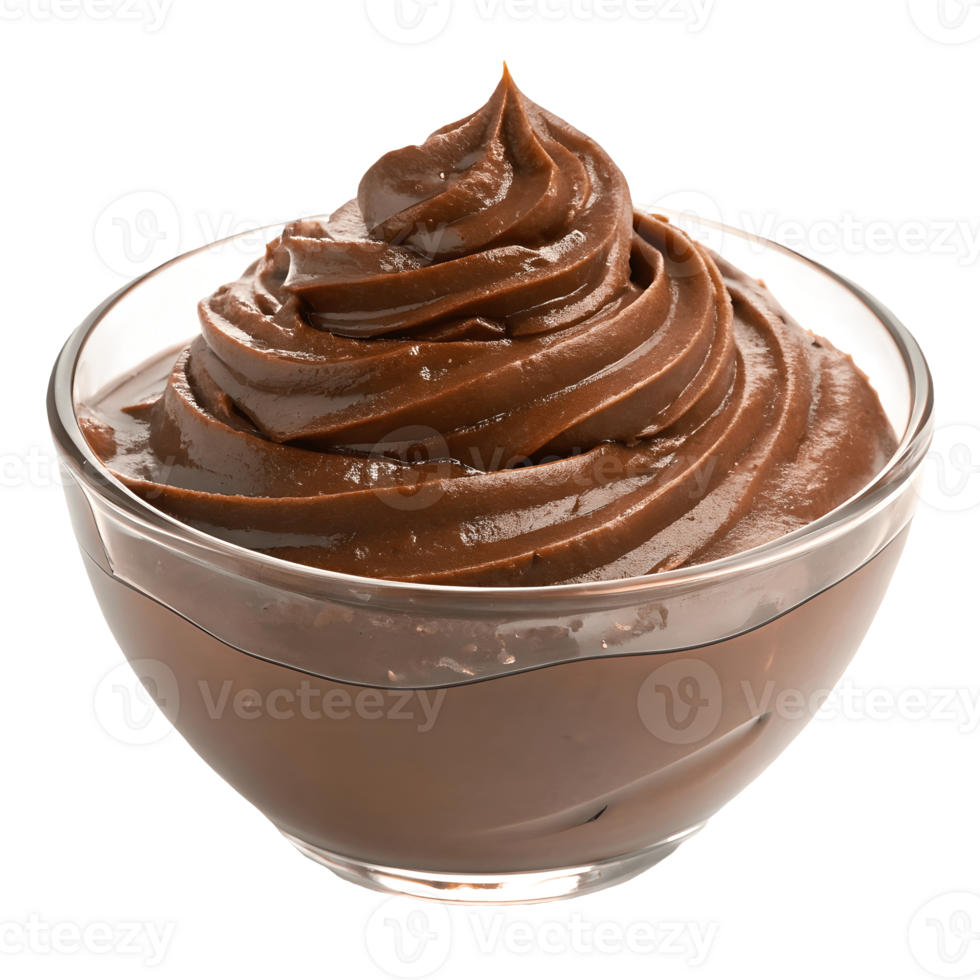 Decadent Chocolate Pudding Delight Smooth, Creamy Dessert in Glass Bowl on, Rich Indulgence, Sweet Treat Transparent Background png