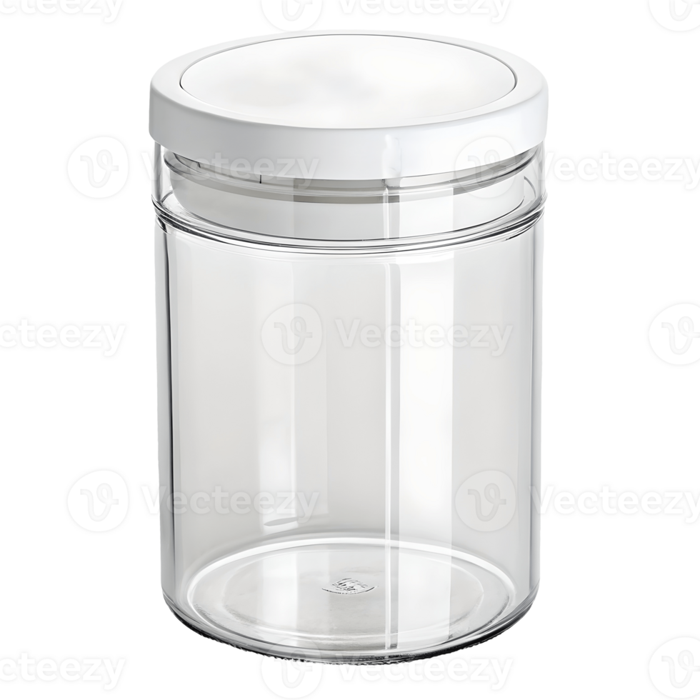 Empty Clear Food Storage Container with White Lid, Kitchen Pantry Organization, Transparent Canister Transparent Background png