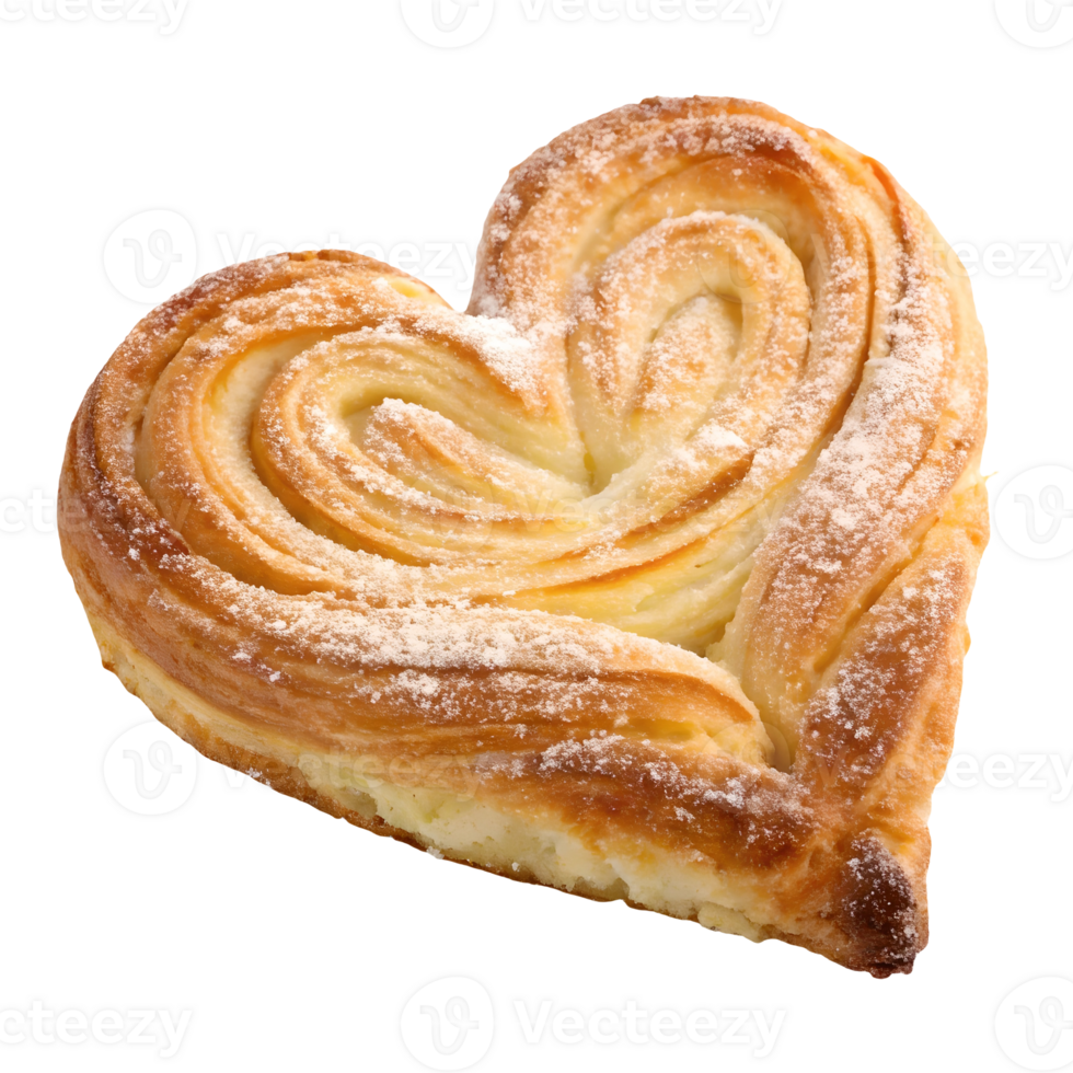 Heart Shaped Pastry Sweet Treat with Powdered Sugar, Romantic Dessert Delight, Valentines Day Bakery, Delicious Baked Good, Isolated Transparent Background png