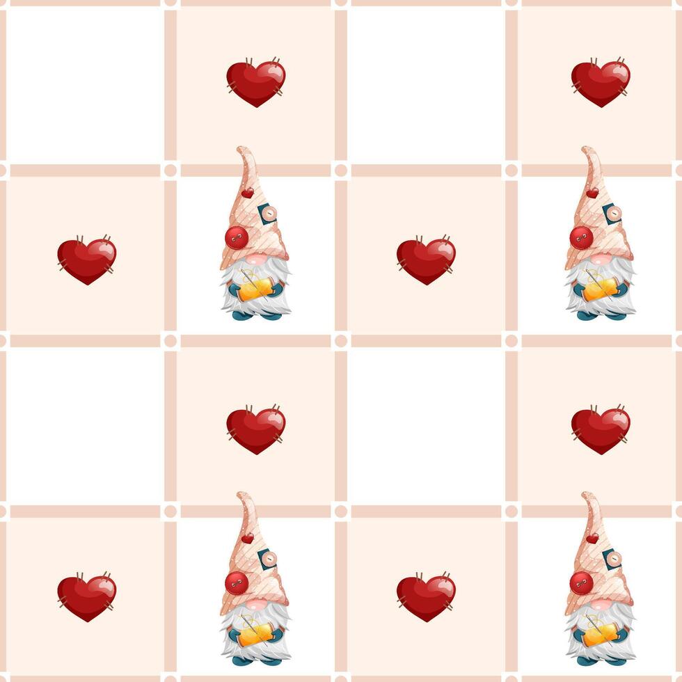 Gnome pattern with hearts illustration vector