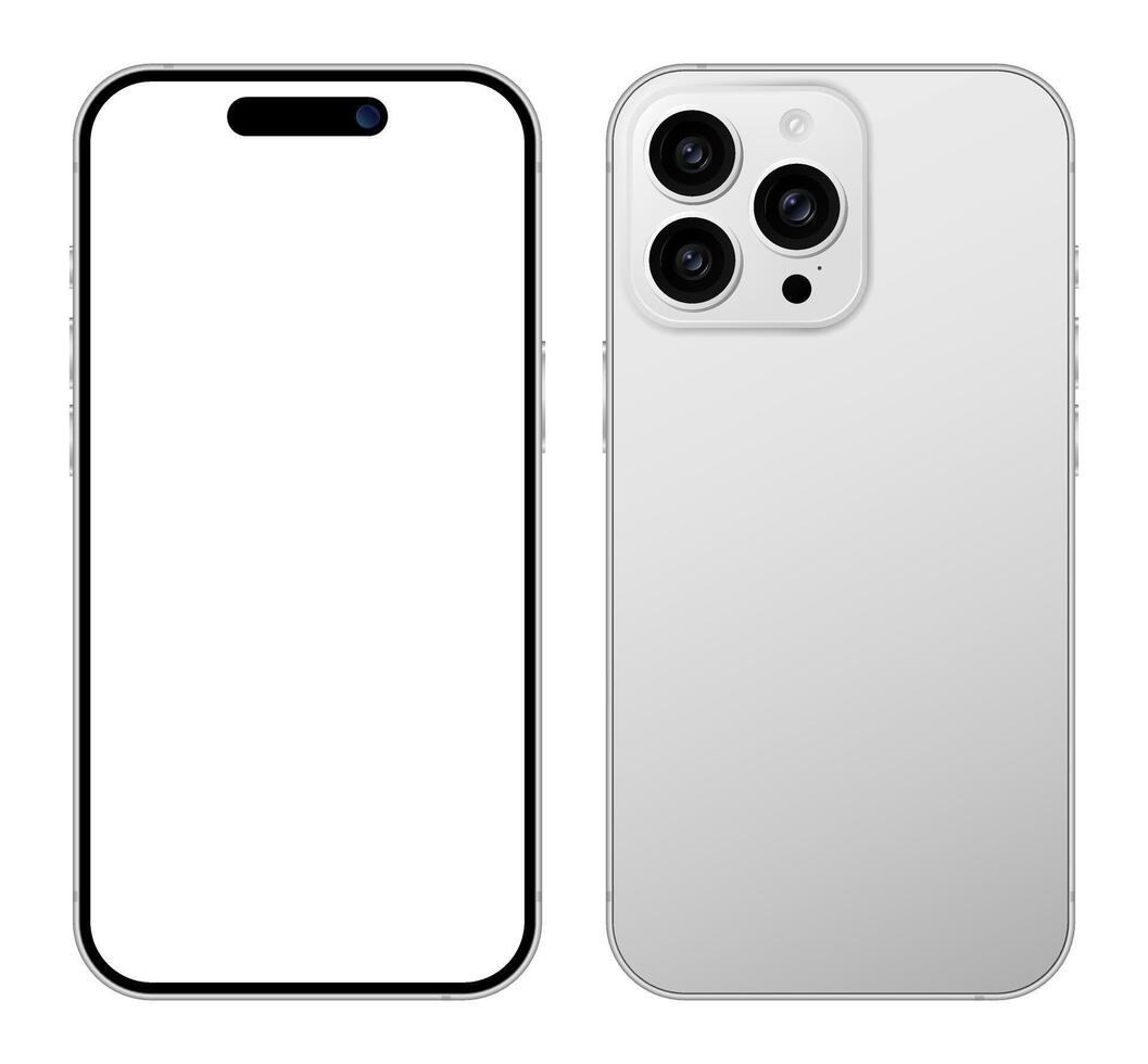 Smartphone device blank screen mockup template, mobile phone layout illustration vector