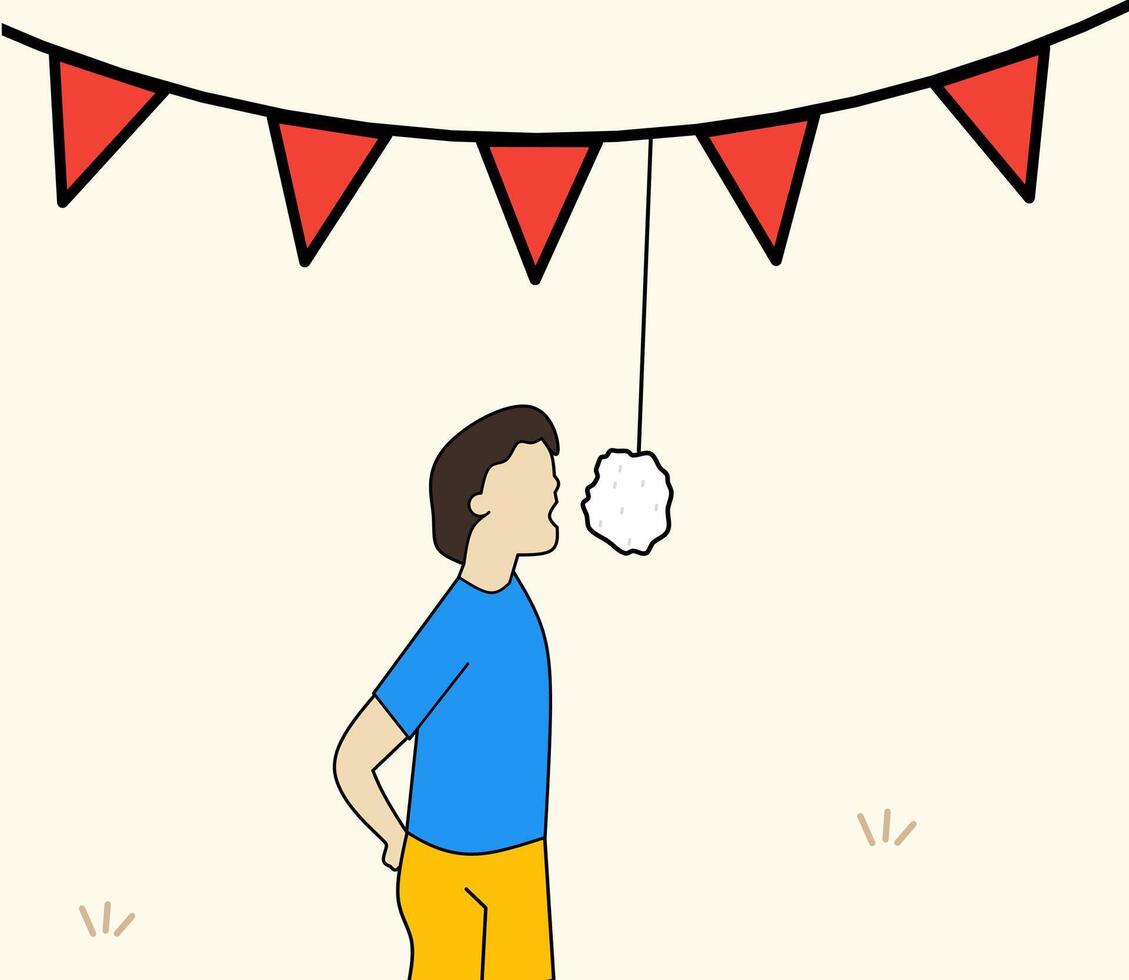 Children play hanging cracker contest vector