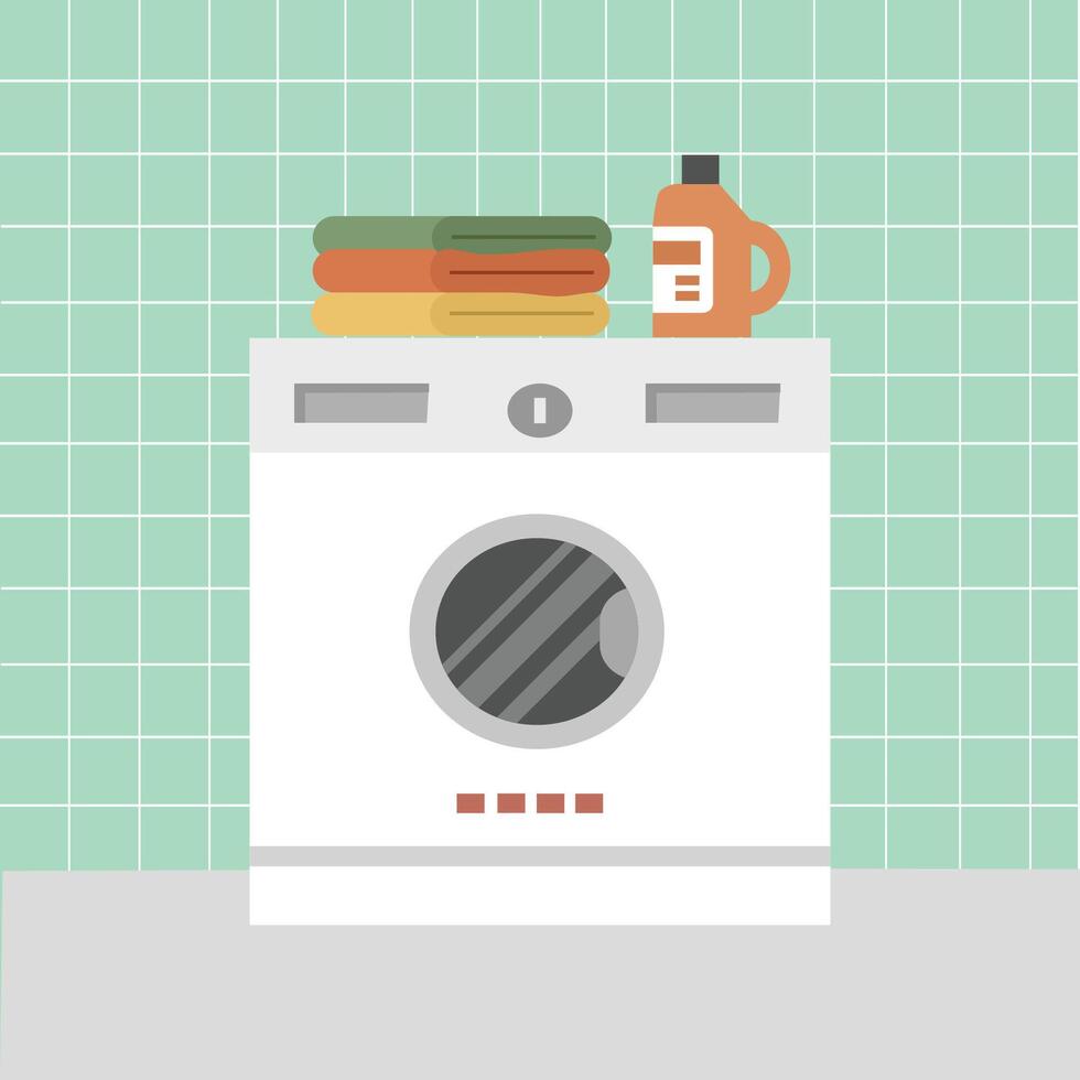 Washing machine with laundry supplies vector