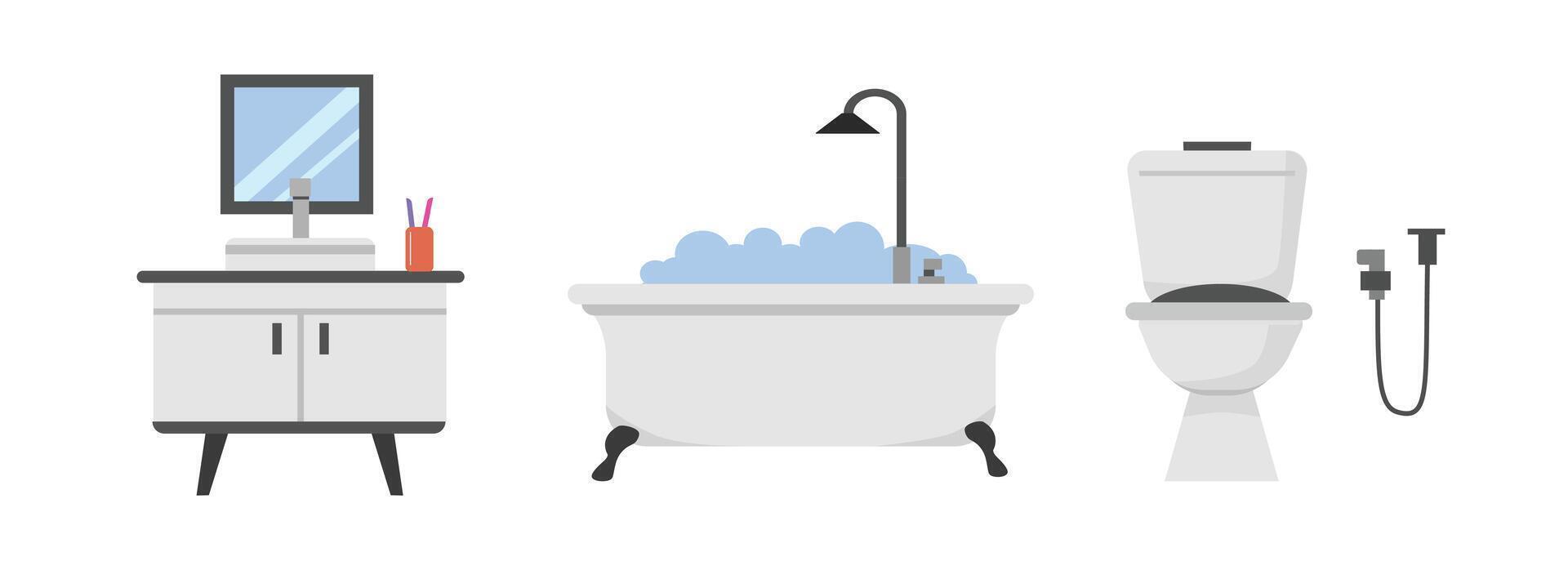 Stylish bathroom with sink and bathtub vector