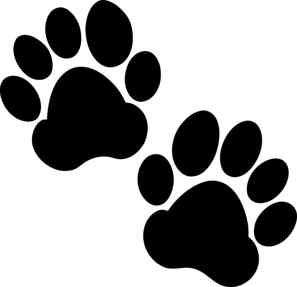 Two black paw prints with five toes each isolated on white background vector