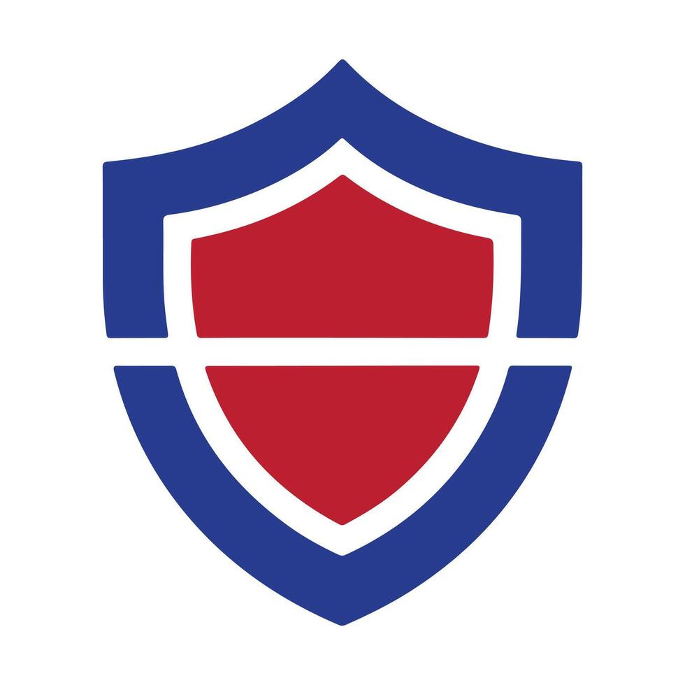 Shield emblem blue red white security protection vector
