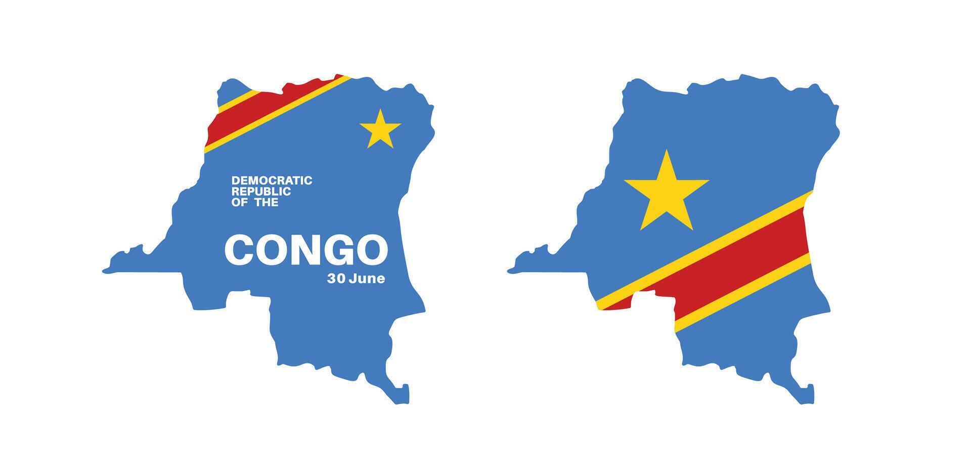 Set of isolated democratic republic of the congo maps. congo flag overlaid with flag proportions. Maps and traveling around the world vector