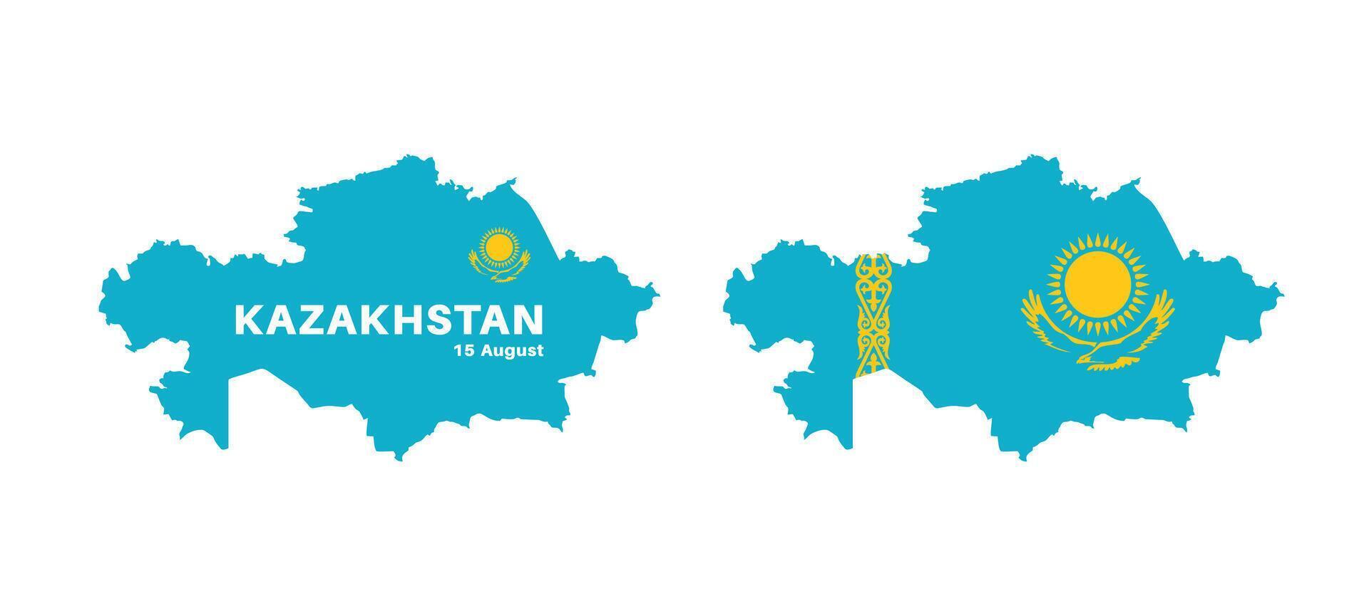 Set of isolated kazakhstan maps. kazakhstan flag overlaid with flag proportions. Maps and traveling around the world vector
