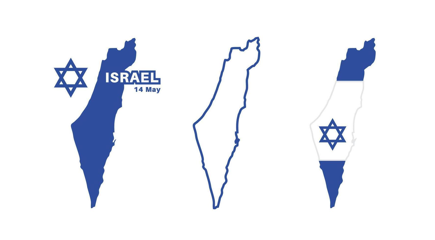 Set of isolated israel maps. israel flag overlaid with flag proportions. Maps and traveling around the world vector